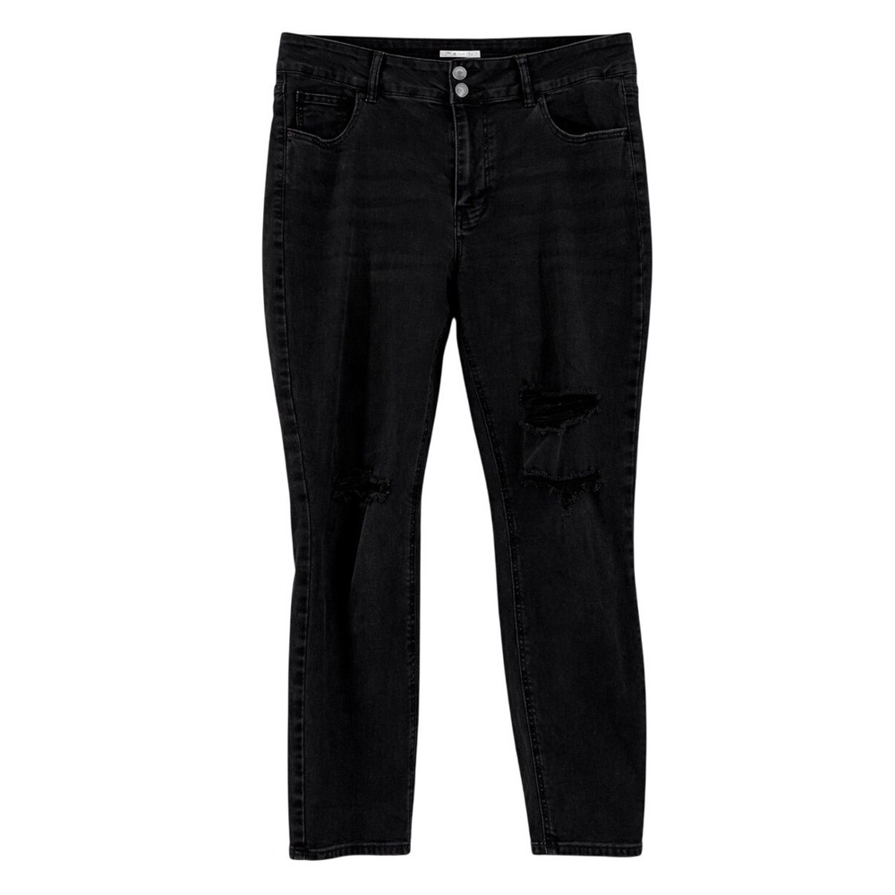 m jeans Women 16W High Rise Jegging Ankle Distressed Black Denim 809569